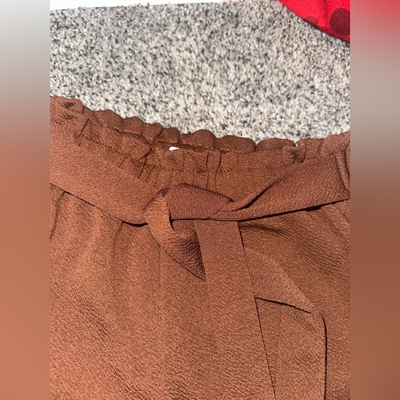Brown High-Waisted Tie Pants - Picture 5 of 6